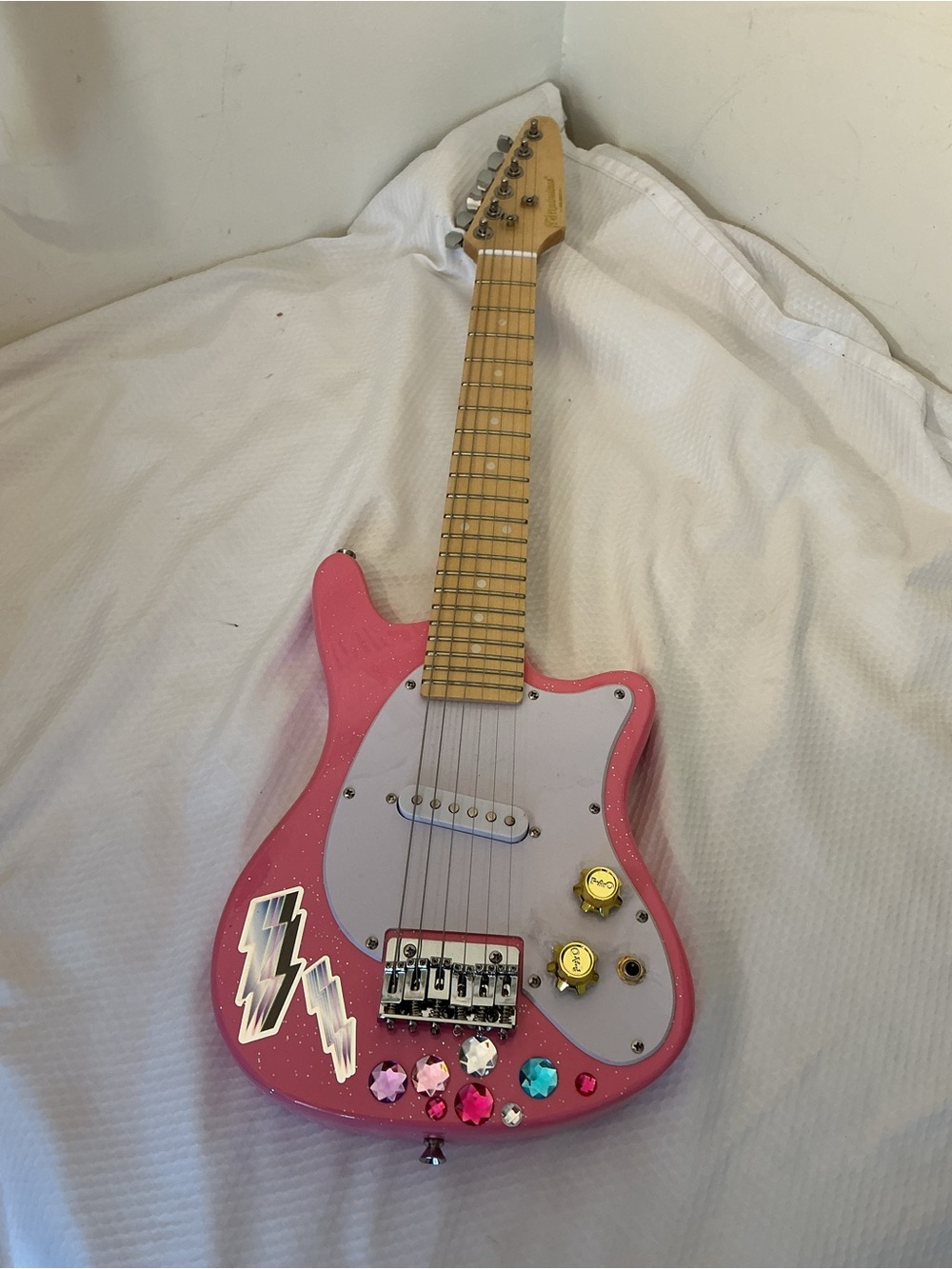 FAO Schwarz Pink Sparkle Kids Electric Guitar with Gem Accents